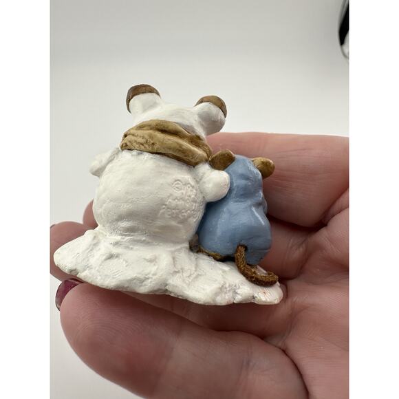 Wee Forest Folk "Snowman and Friend" M-084 AP 1982 Blue Snow Suit - Picture 5 of 10